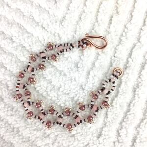 HANDMADE Rose Quartz Heshi Bead Bracelet  7.5”